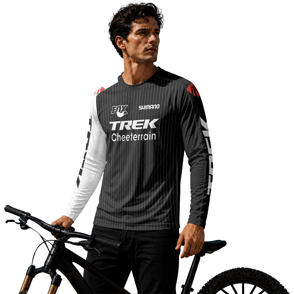 Trek Black White Long Sleeve Mountain Bike Jersey