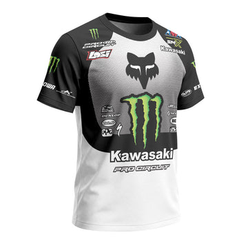 Monster Kawasaki Black White Short Sleeve Mountain Bike Jersey