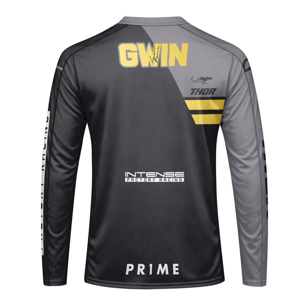 Aaron Gwin Gold Gray Long Sleeve Mountain Bike Jersey