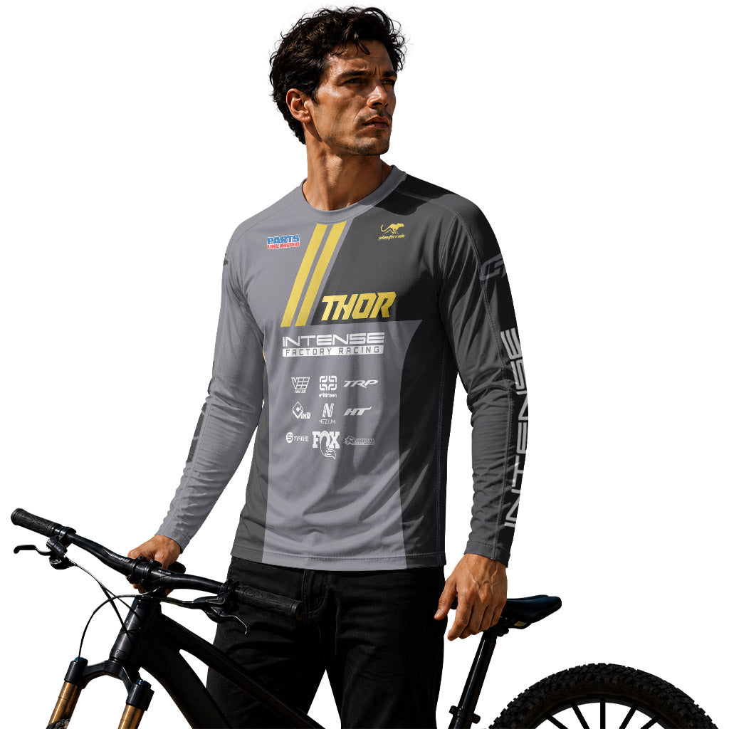 Aaron Gwin Gold Gray Long Sleeve Mountain Bike Jersey