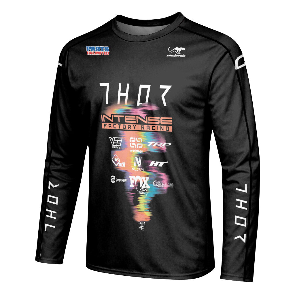 Aaron Gwin Intense Rainbow Brush Stroke Long Sleeve Mountain Bike Jersey