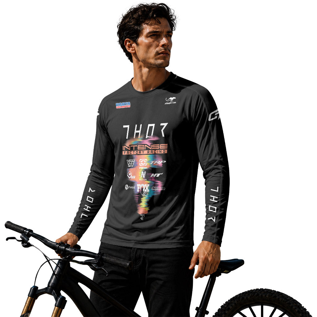 Aaron Gwin Intense Rainbow Brush Stroke Long Sleeve Mountain Bike Jersey
