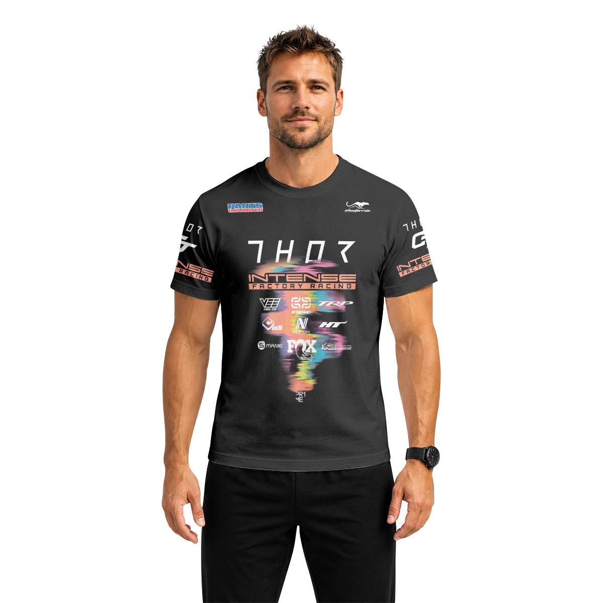 Aaron Gwin Intense Rainbow Brush Stroke Short Sleeve Mountain Bike Jersey