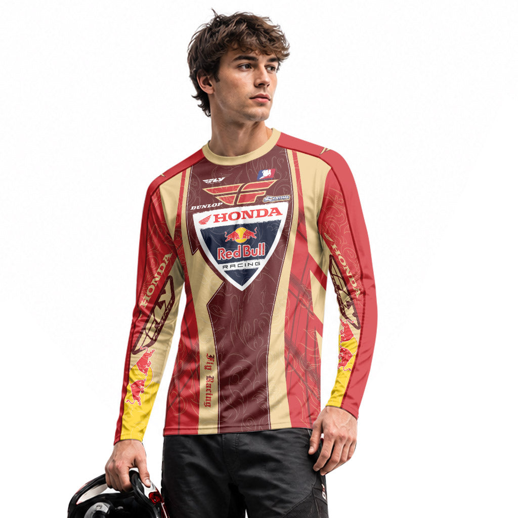 Andrew Short 29 Beige Red Long Sleeve Motocross Jersey