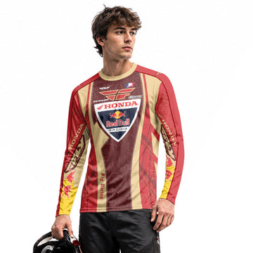 Andrew Short 29 Beige Red Long Sleeve Motocross Jersey