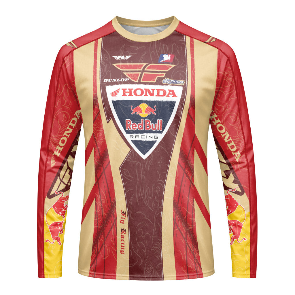 Andrew Short 29 Beige Red Long Sleeve Motocross Jersey