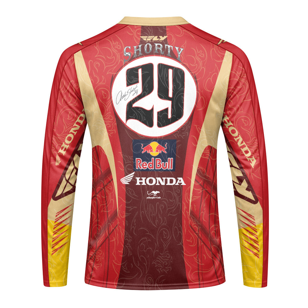Andrew Short 29 Beige Red Long Sleeve Motocross Jersey
