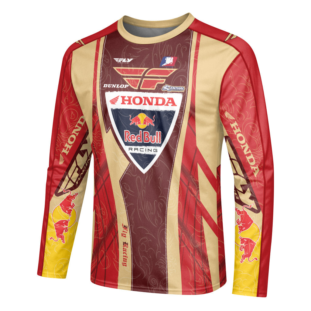 Andrew Short 29 Beige Red Long Sleeve Motocross Jersey