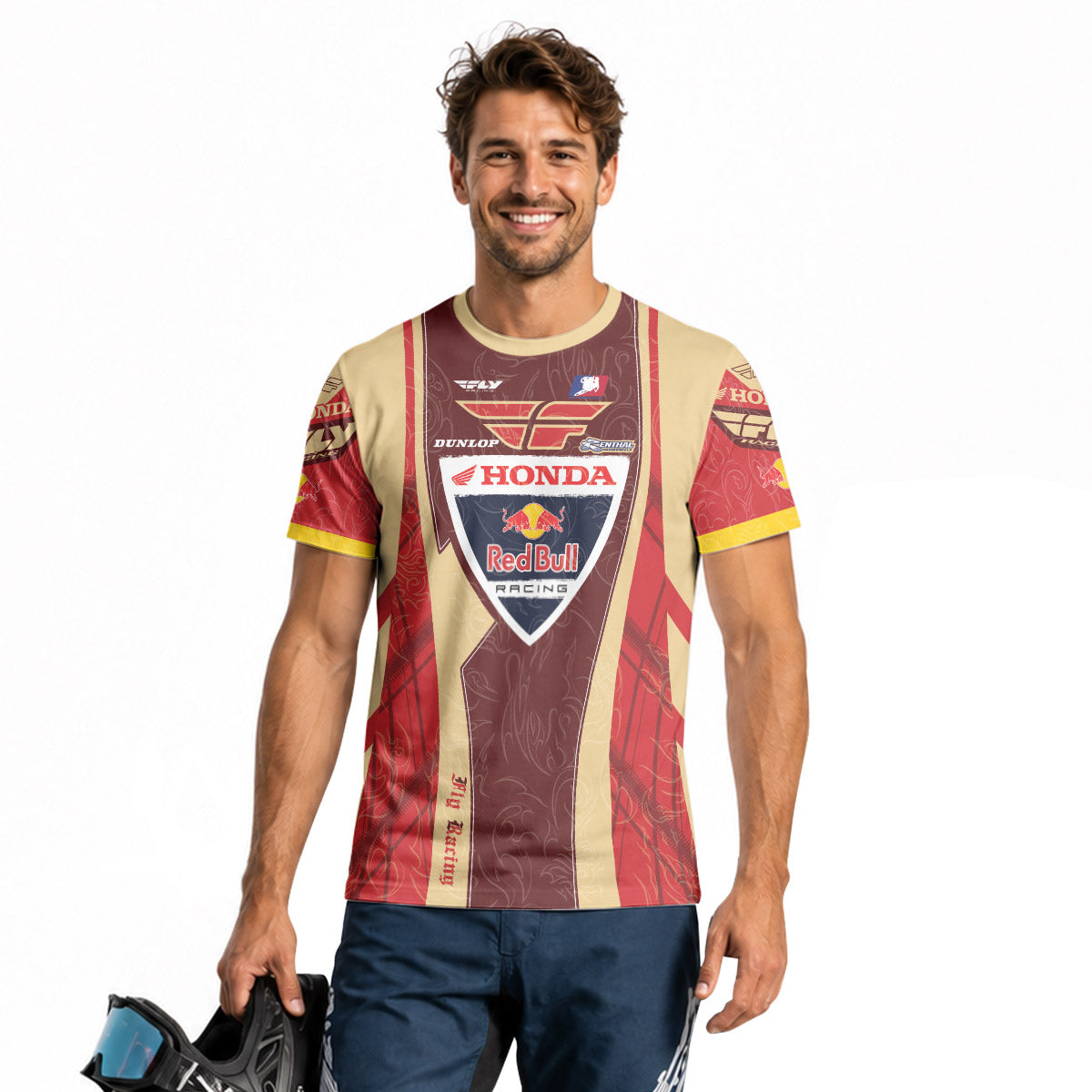 Andrew Short 29 Beige Red Short Sleeve Motocross Jersey