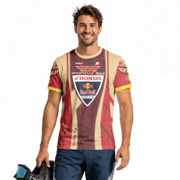 Andrew Short 29 Beige Red Short Sleeve Motocross Jersey