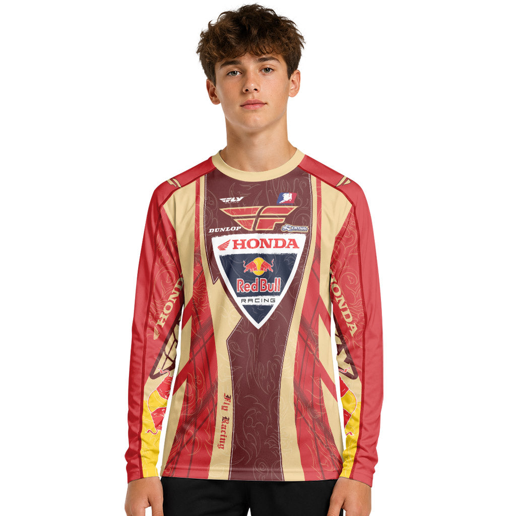 Andrew Short 29 Beige Red Youth Long Sleeve Motocross Jersey