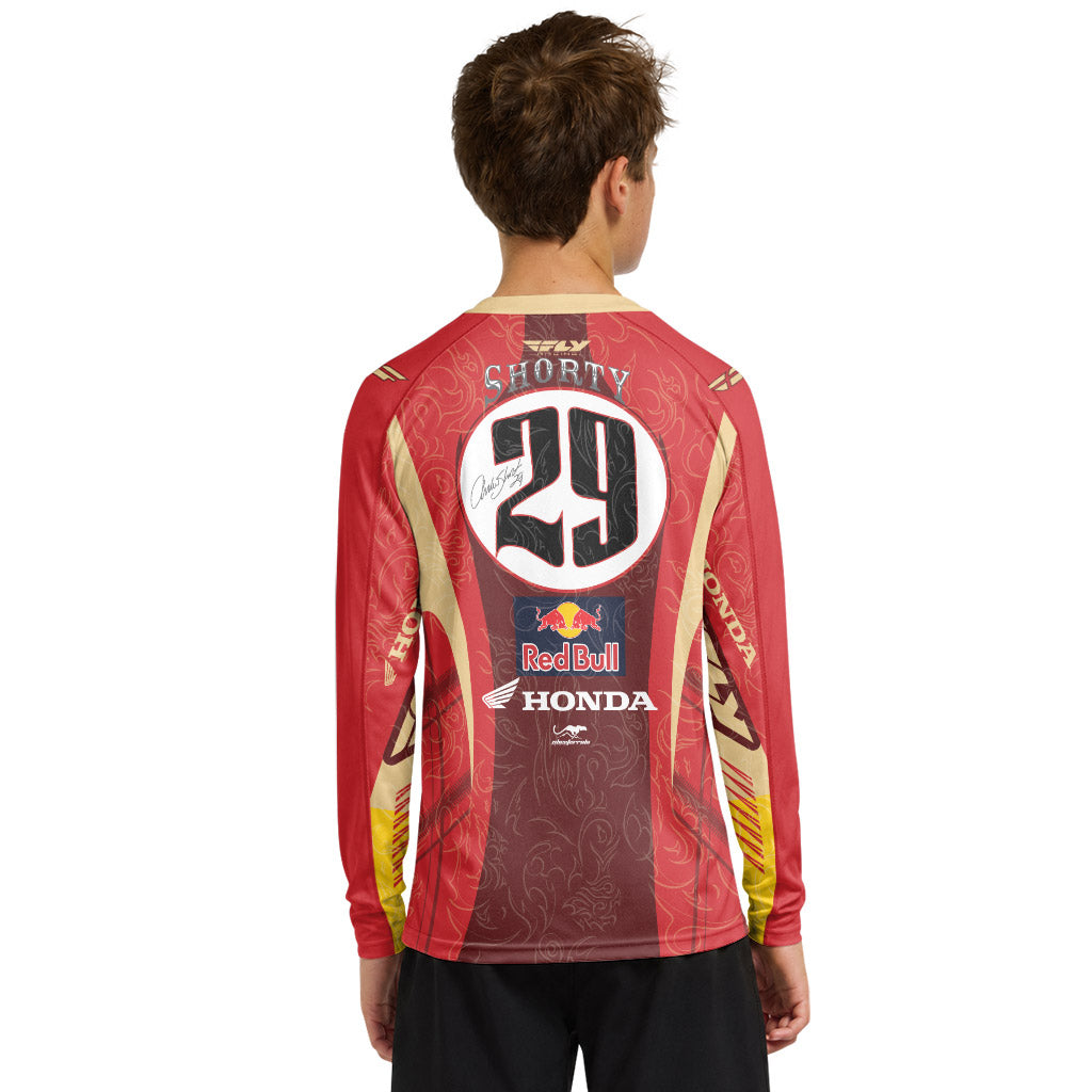 Andrew Short 29 Beige Red Youth Long Sleeve Motocross Jersey