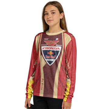 Andrew Short 29 Beige Red Youth Long Sleeve Motocross Jersey