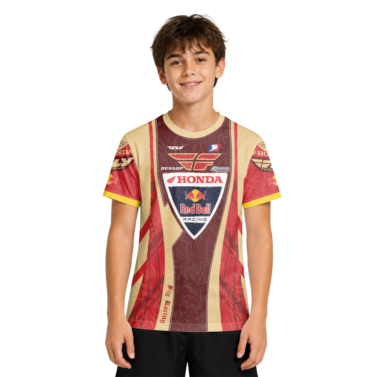 Andrew Short 29 Beige Red Youth Short Sleeve Motocross Jersey
