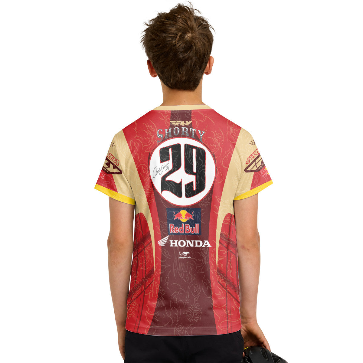 Andrew Short 29 Beige Red Youth Short Sleeve Motocross Jersey