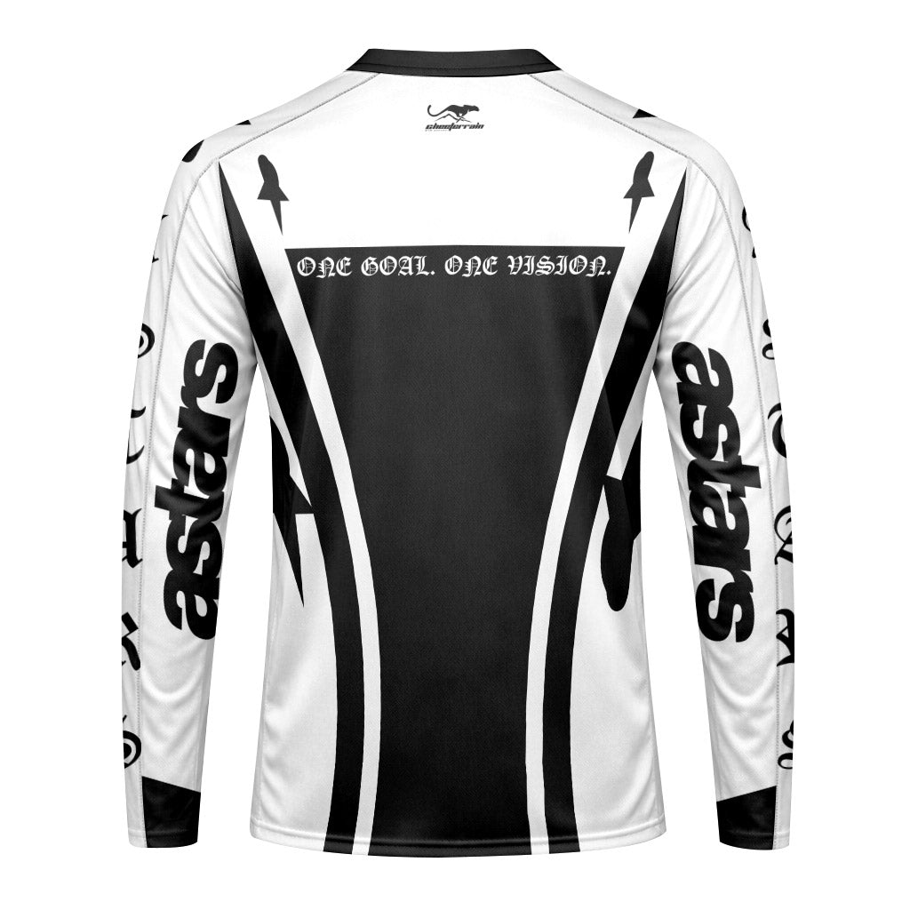 Astars Black White Long Sleeve Mountain Bike Jersey