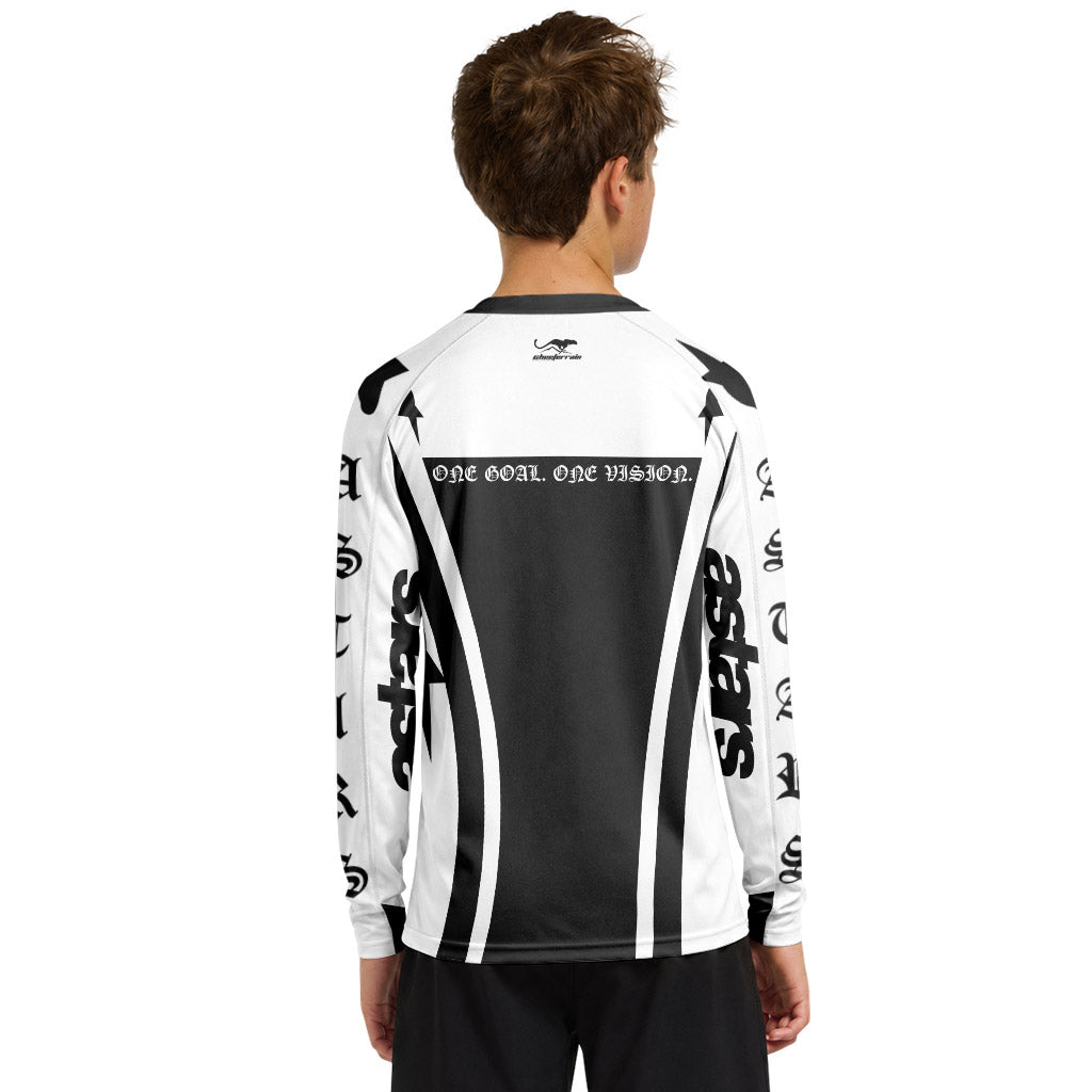 Astars Black White Youth Long Sleeve Mountain Bike Jersey