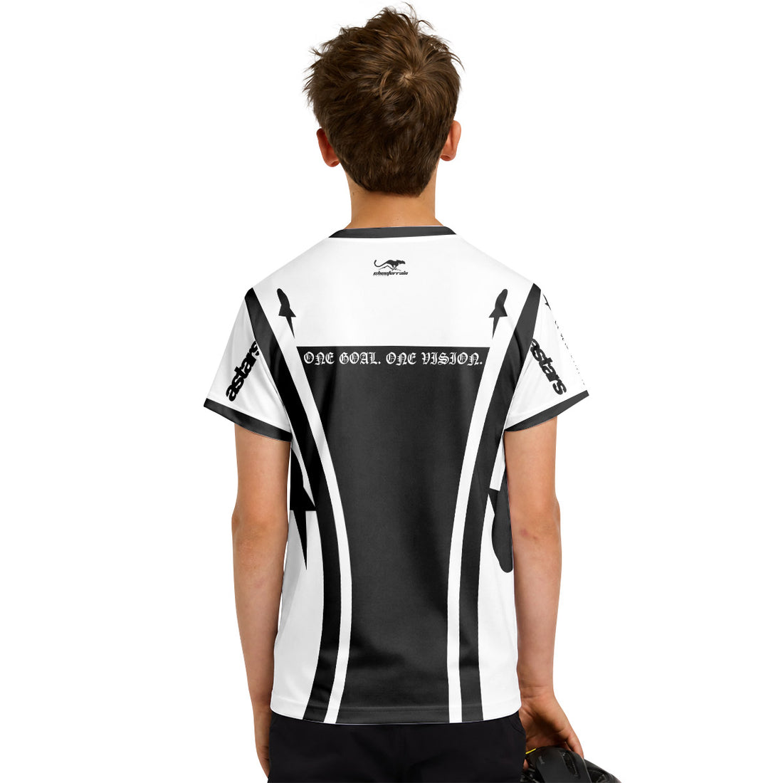 Astars Black White Youth Short Sleeve Mountain Bike Jersey