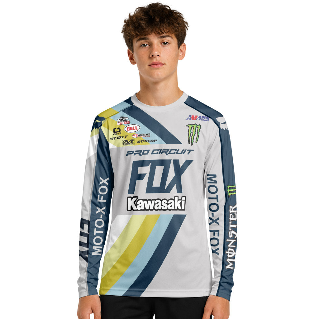 Austin Forkner 24 Kawasaki Youth Long Sleeve Motocross Jersey