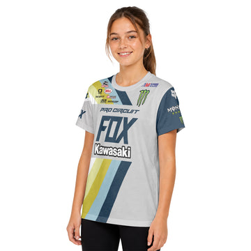 Austin Forkner 24 Kawasaki Youth Short Sleeve Motocross Jersey