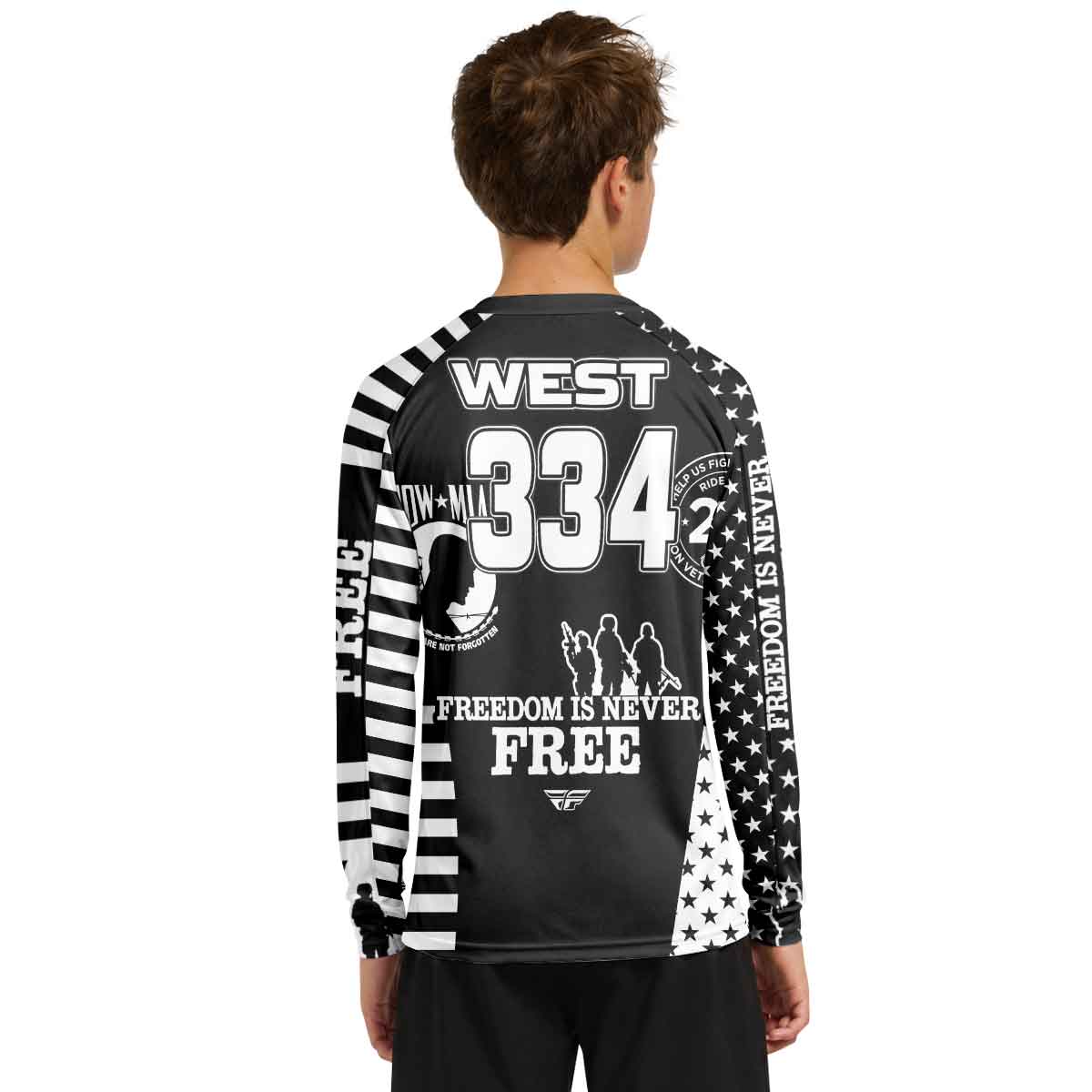 Brad West 334 Fly Black White Youth Long Sleeve Motocross Jersey