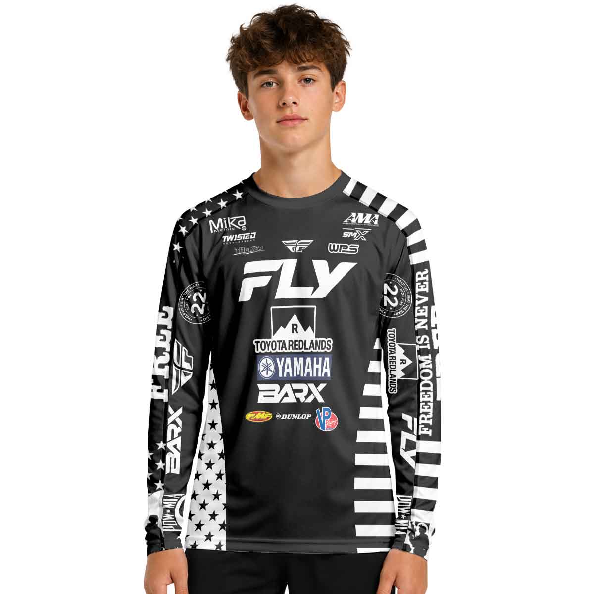 Brad West 334 Fly Black White Youth Long Sleeve Motocross Jersey