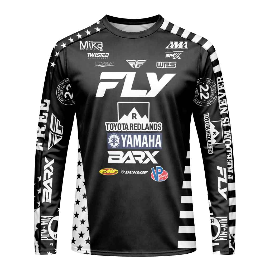 Brad West 334 Fly Black White Youth Long Sleeve Motocross Jersey