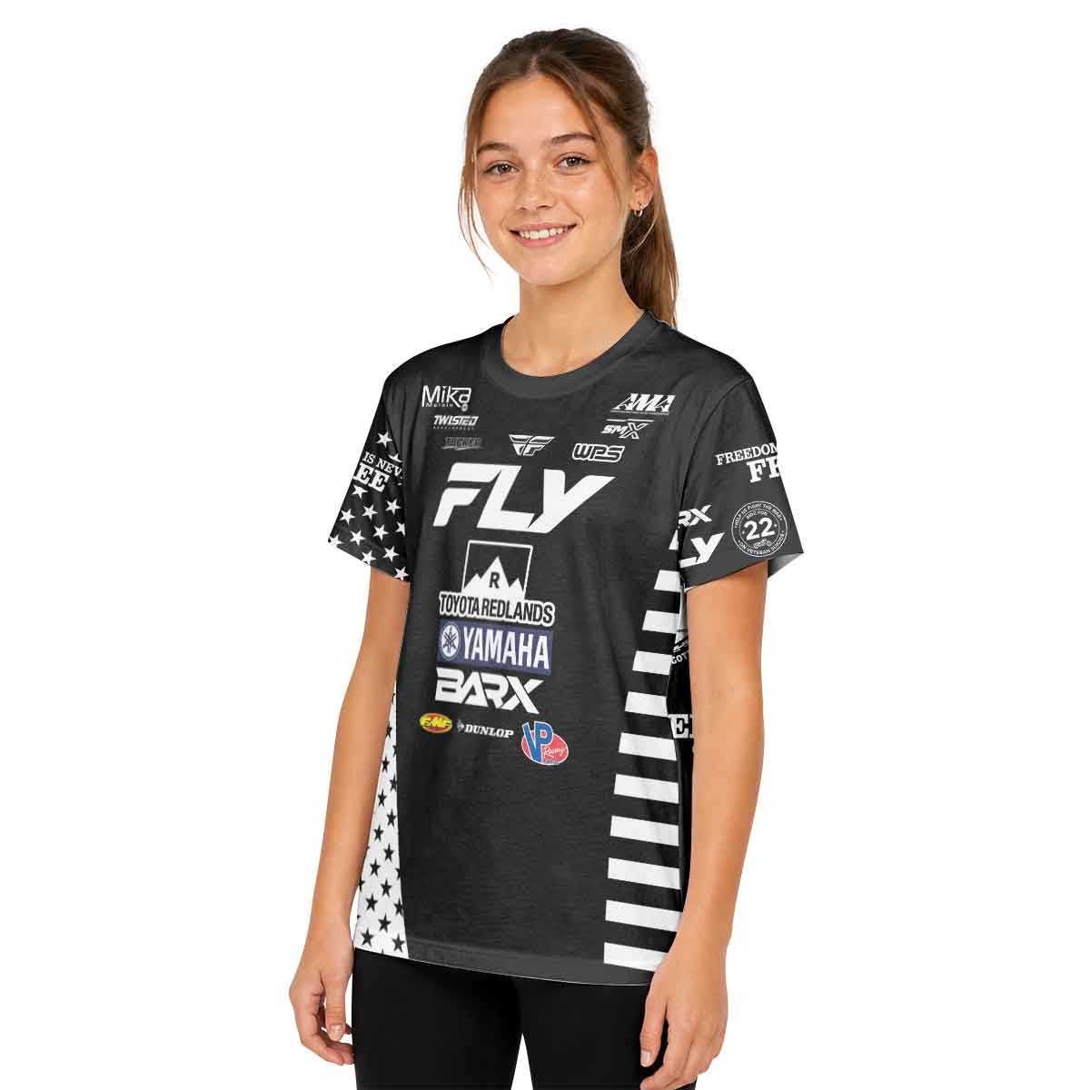 Brad West 334 Fly Black White Youth Short Sleeve Motocross Jersey
