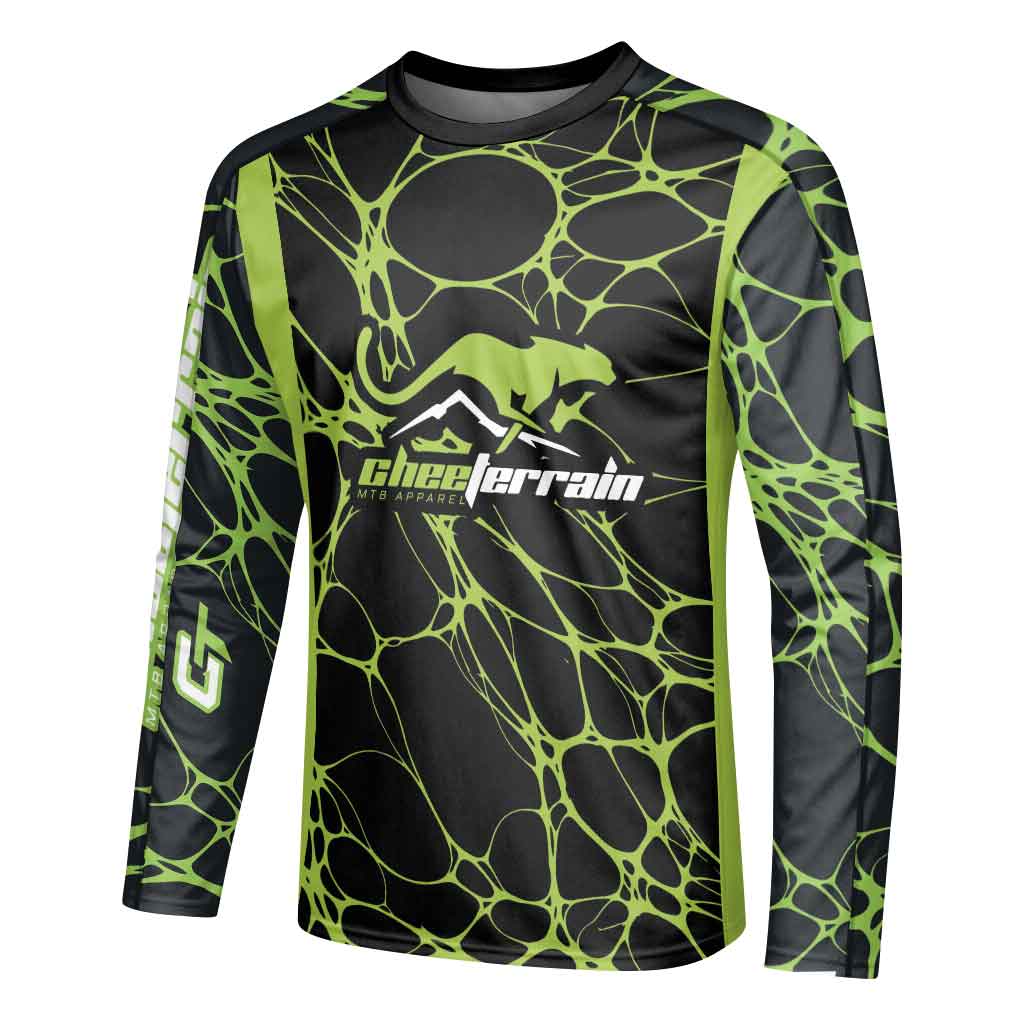 Cheeterrain Neon Web Long Sleeve Mountain Bike Jersey