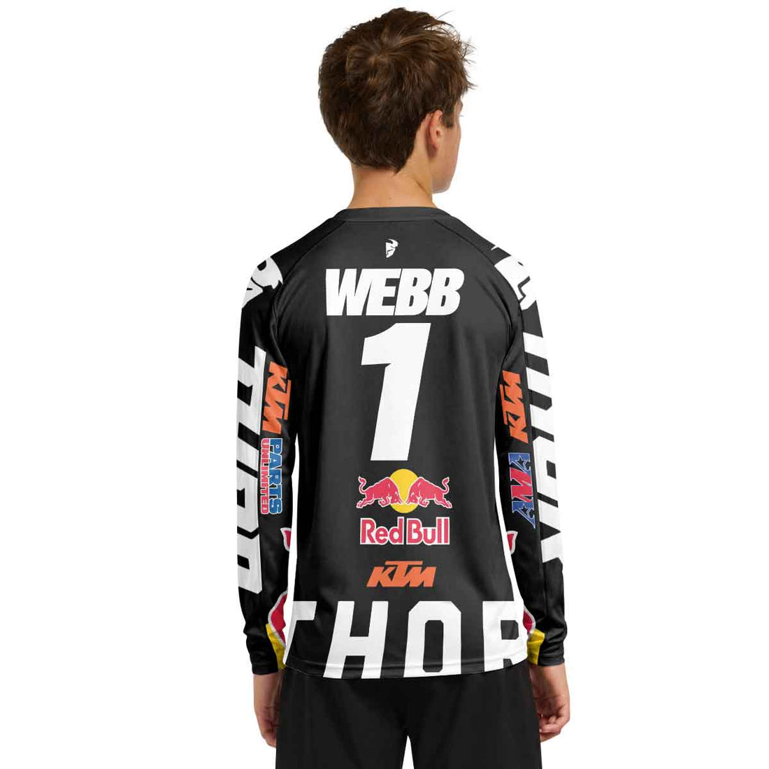 Cooper Webb 1 Thor Black White Youth Long Sleeve Motocross Jersey