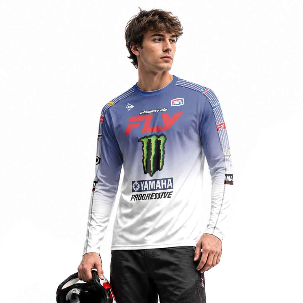 Cooper Webb 2 Fly Blue White Long Sleeve Motocross Jersey