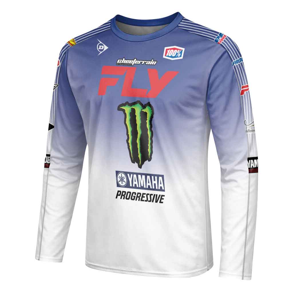 Cooper Webb 2 Fly Blue White Long Sleeve Motocross Jersey
