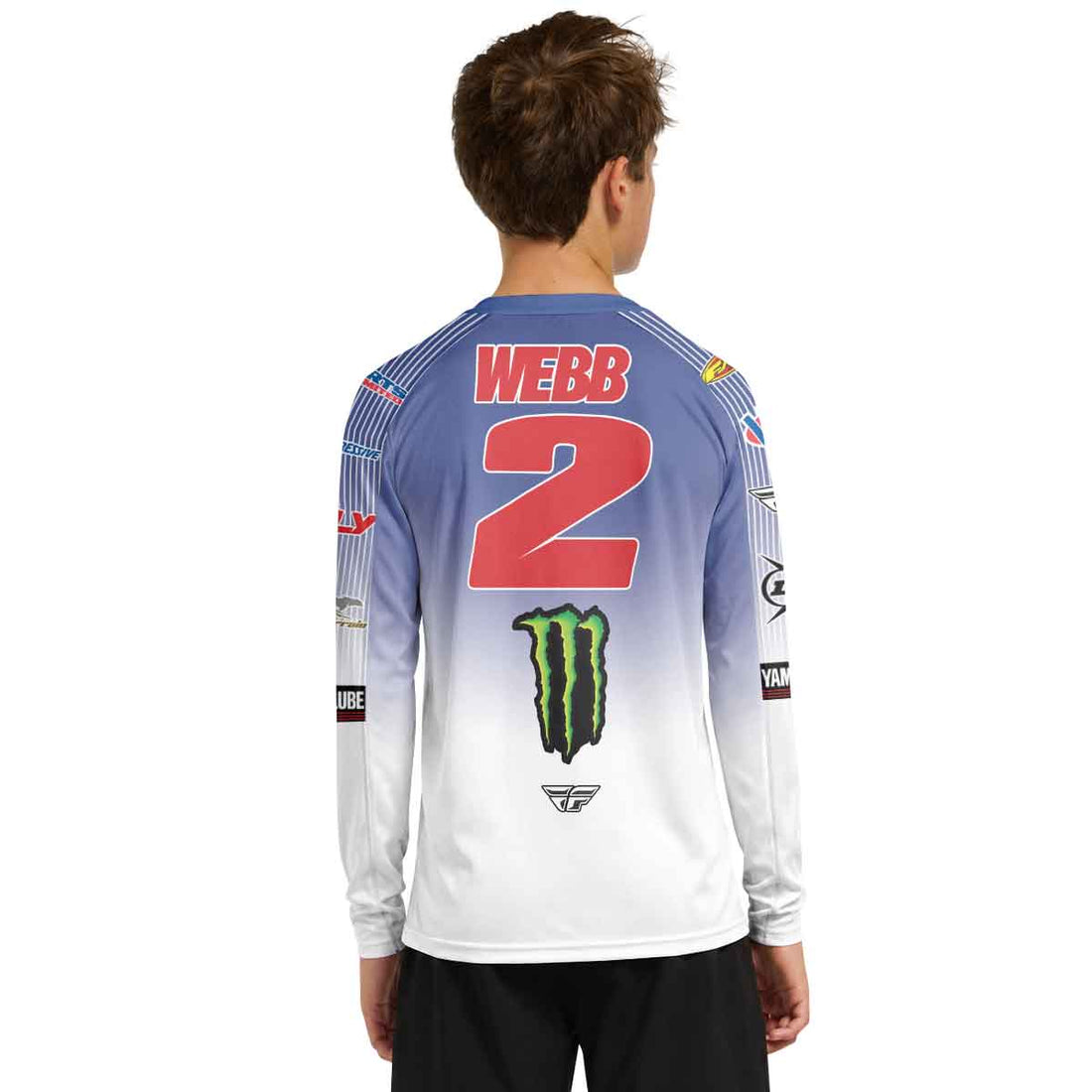 Cooper Webb 2 Fly Blue White Youth Long Sleeve Motocross Jersey