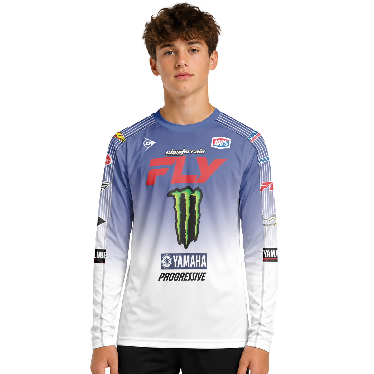Cooper Webb 2 Fly Blue White Youth Long Sleeve Motocross Jersey