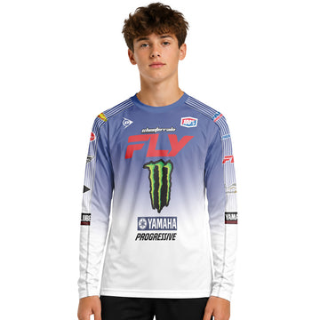 Cooper Webb 2 Fly Blue White Youth Long Sleeve Motocross Jersey