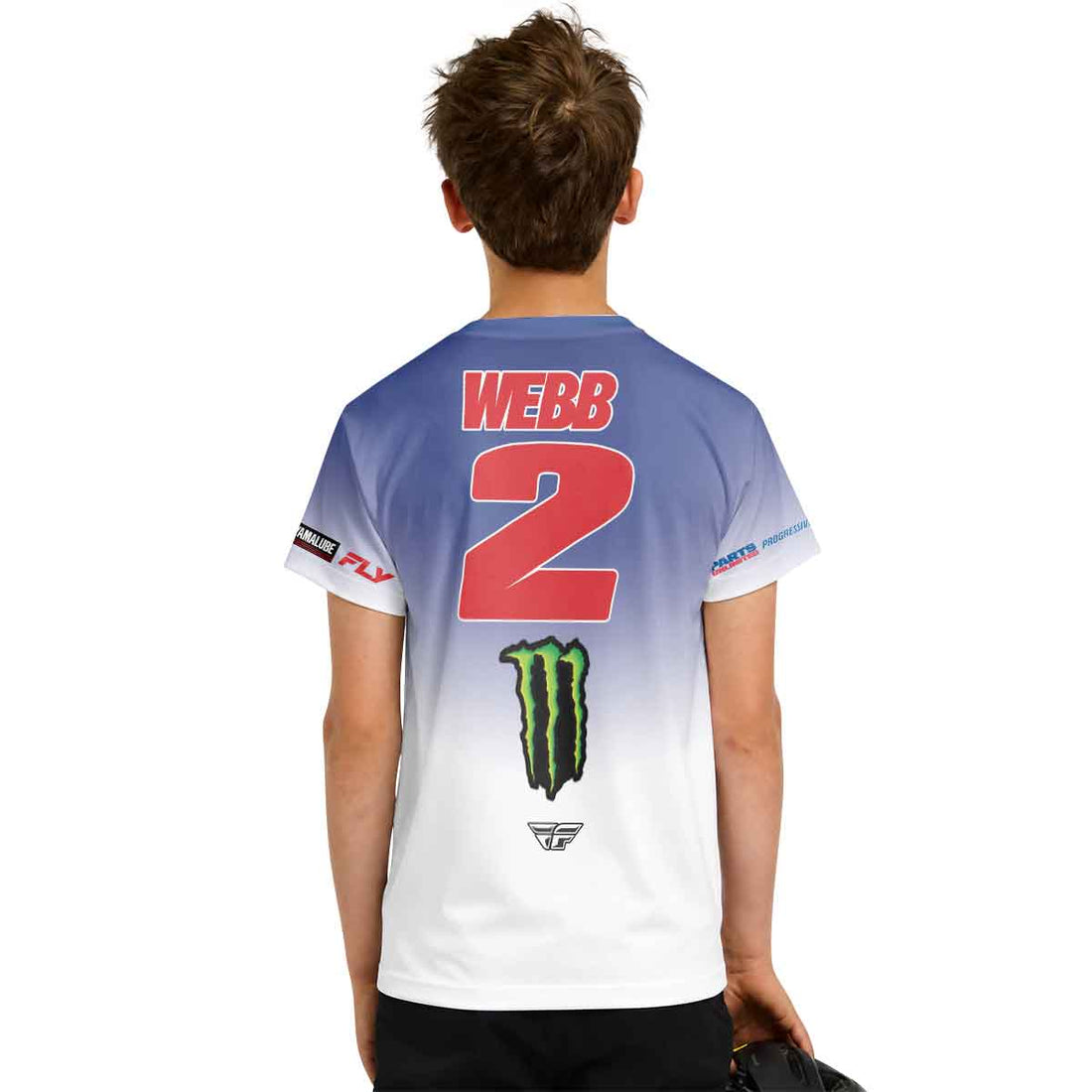 Cooper Webb 2 Fly Blue White Youth Short Sleeve Motocross Jersey