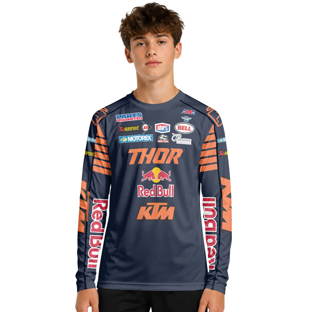 Cooper Webb 2 Thor Orange Blue Youth Long Sleeve Motocross Jersey
