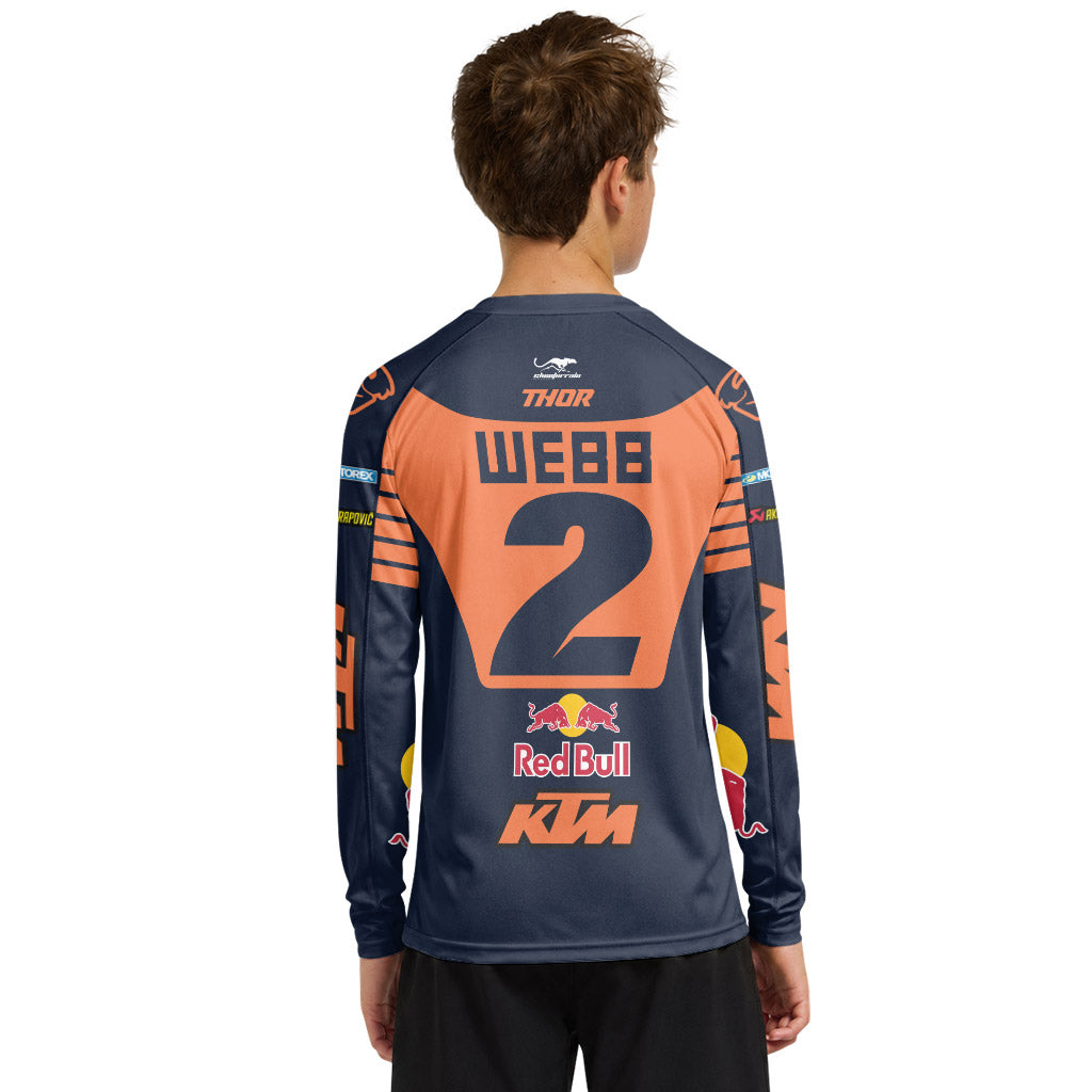 Cooper Webb 2 Thor Orange Blue Youth Long Sleeve Motocross Jersey