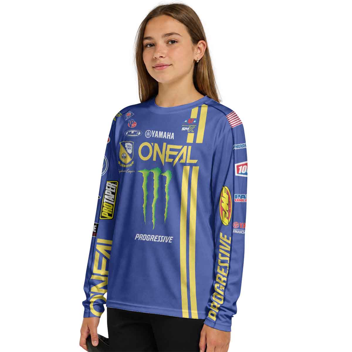 Cooper Webb 32 Oneal Yellow Stripe Youth Long Sleeve Motocross Jersey