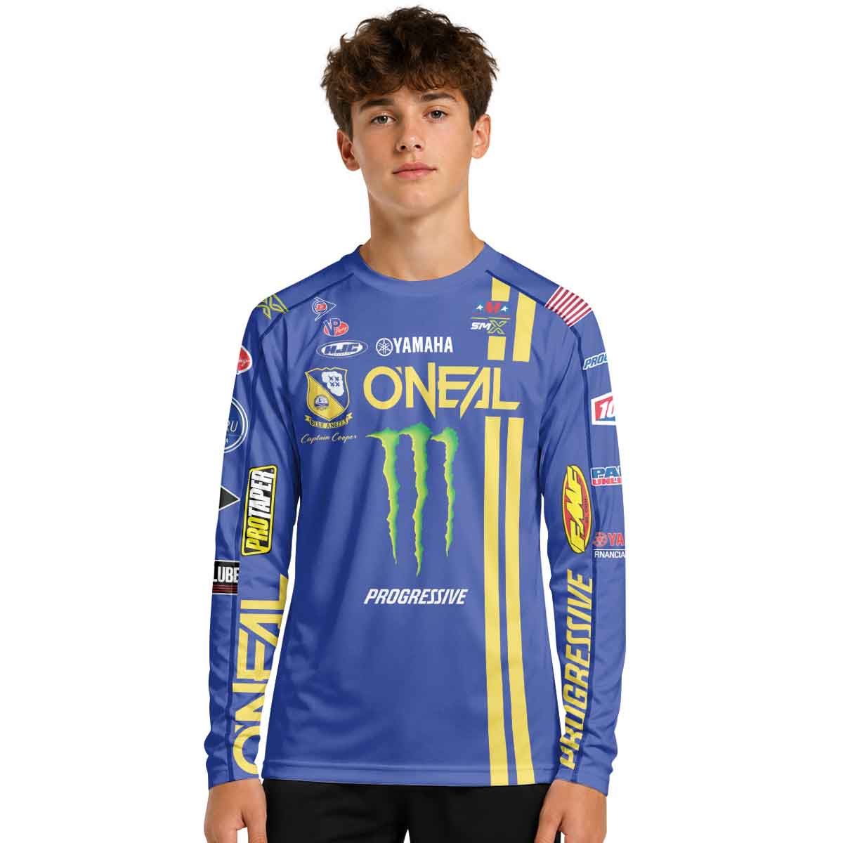Cooper Webb 32 Oneal Yellow Stripe Youth Long Sleeve Motocross Jersey