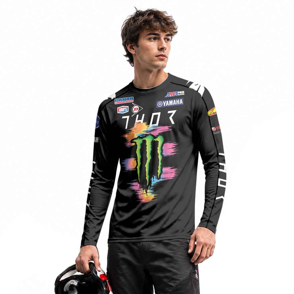 Dylan Ferrandis 14 Monster Rainbow Brush Stroke Long Sleeve Motocross Jersey