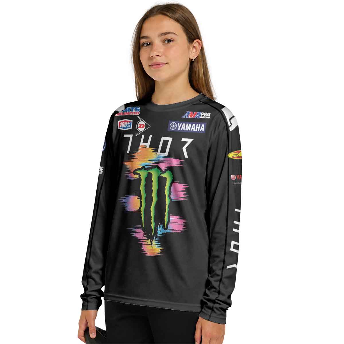 Dylan Ferrandis 14 Monster Rainbow Brush Stroke Youth Long Sleeve Motocross Jersey