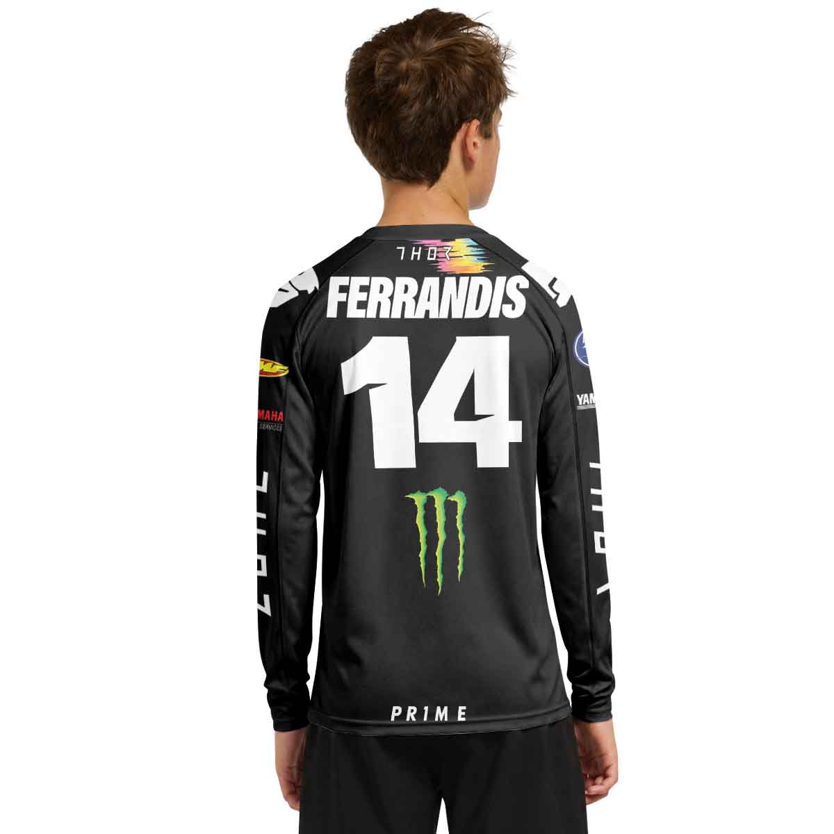 Dylan Ferrandis 14 Monster Rainbow Brush Stroke Youth Long Sleeve Motocross Jersey