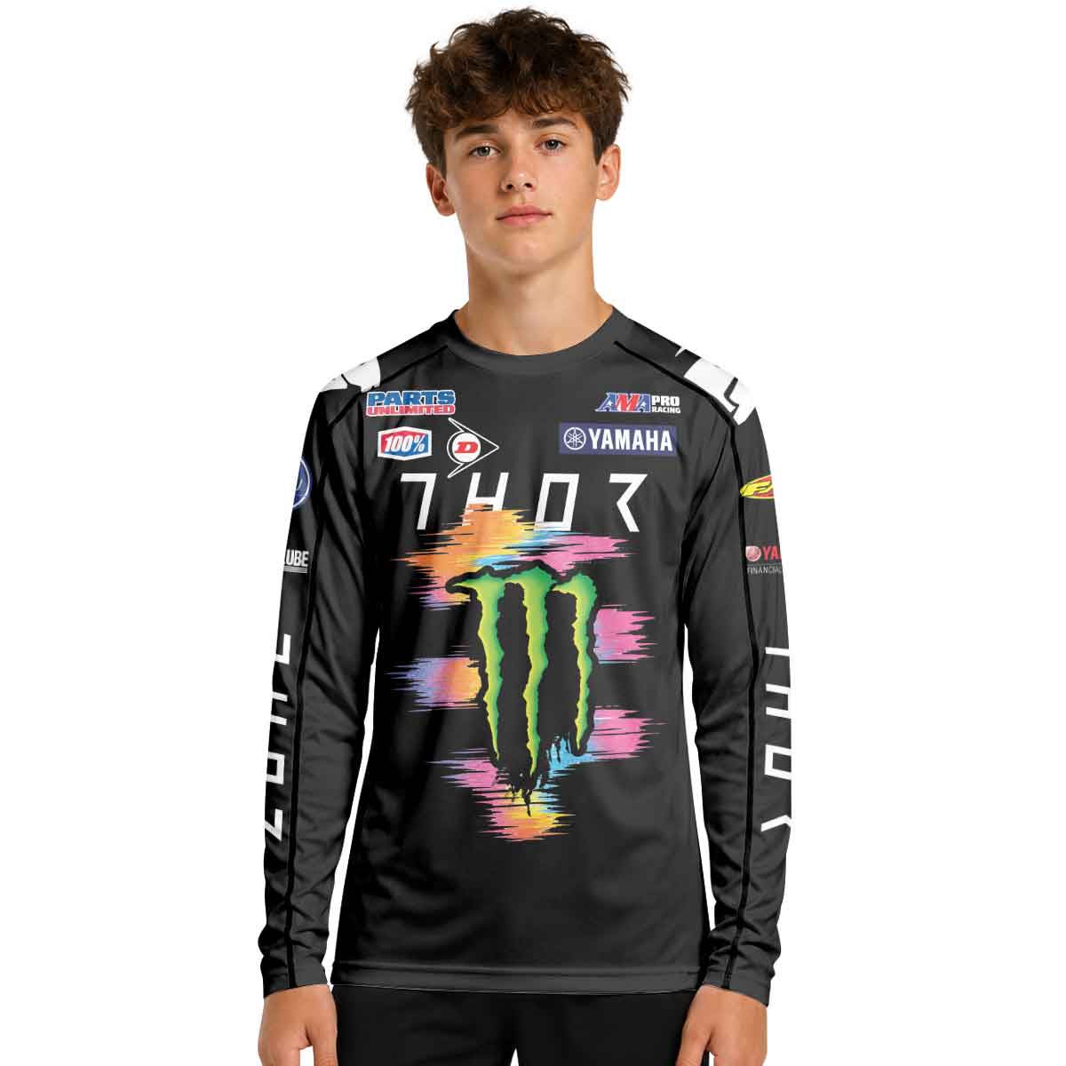 Dylan Ferrandis 14 Monster Rainbow Brush Stroke Youth Long Sleeve Motocross Jersey