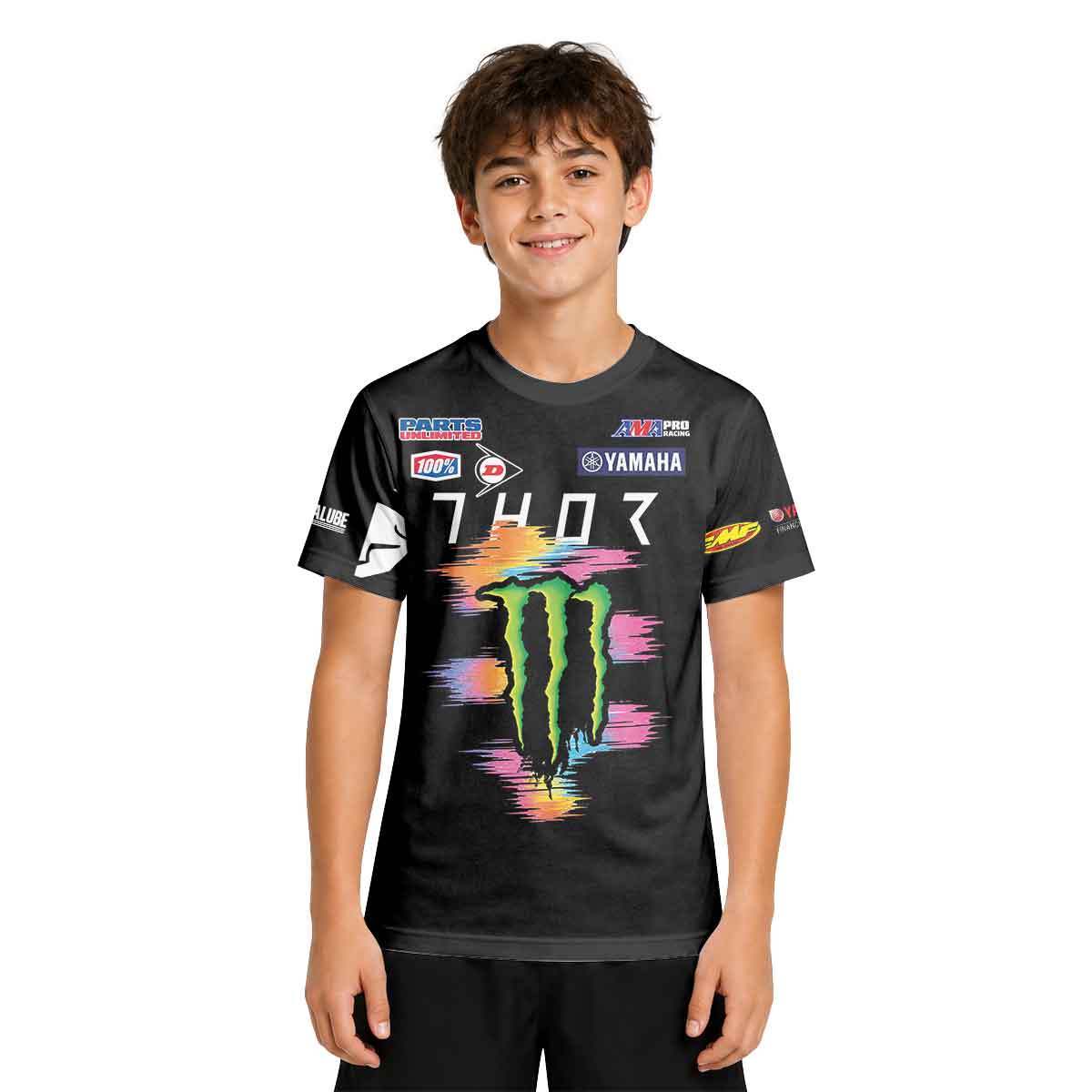 Dylan Ferrandis 14 Monster Rainbow Brush Stroke Youth Short Sleeve Motocross Jersey