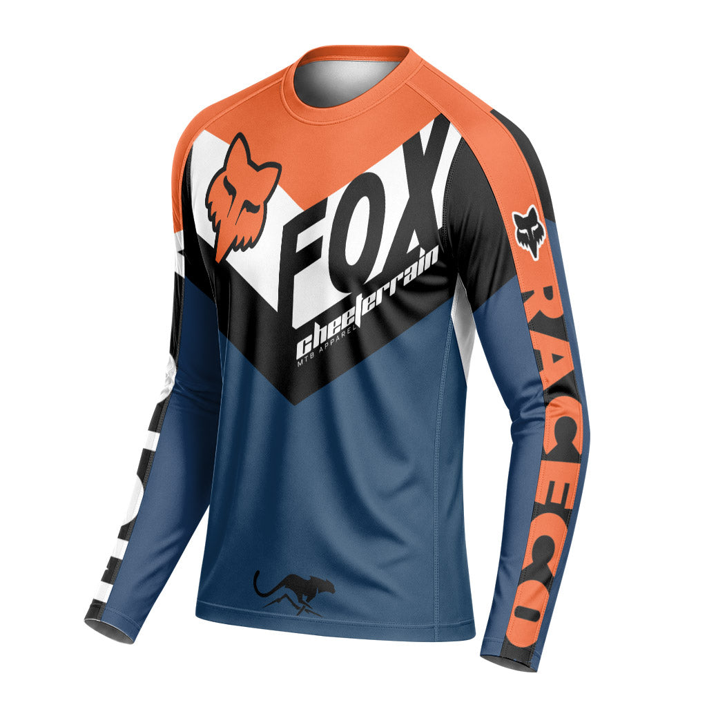 Fox Blue Raceco Long Sleeve Mountain Bike Jersey