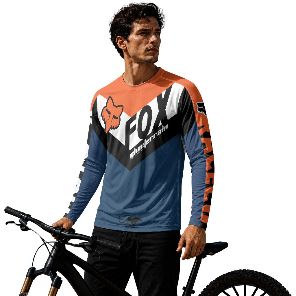 Fox Blue Raceco Long Sleeve Mountain Bike Jersey