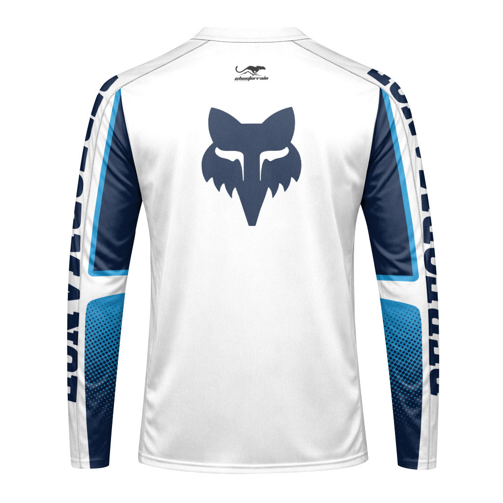 Fox Blue White Performance 36 Long Sleeve Mountain Bike Jersey