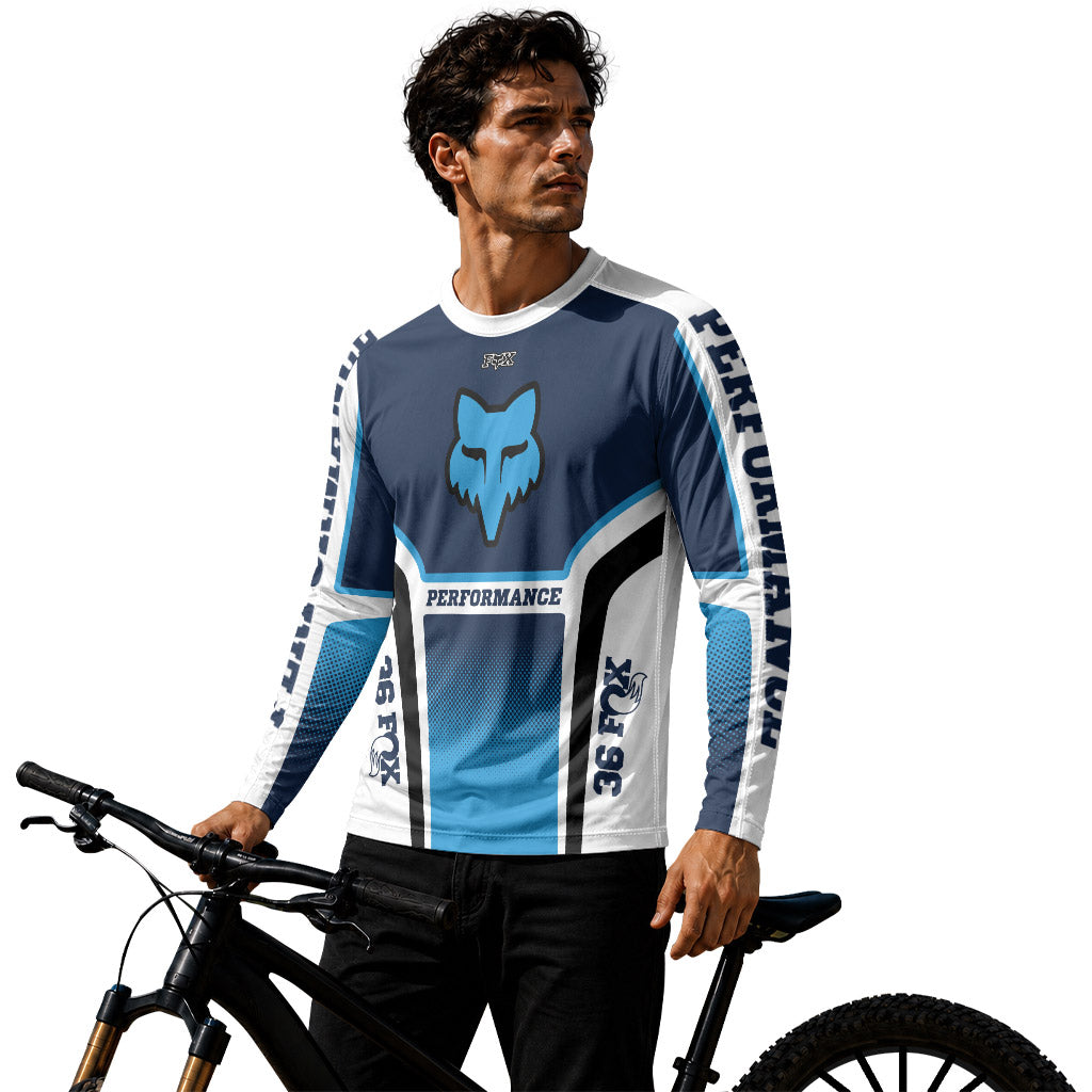 Fox Blue White Performance 36 Long Sleeve Mountain Bike Jersey