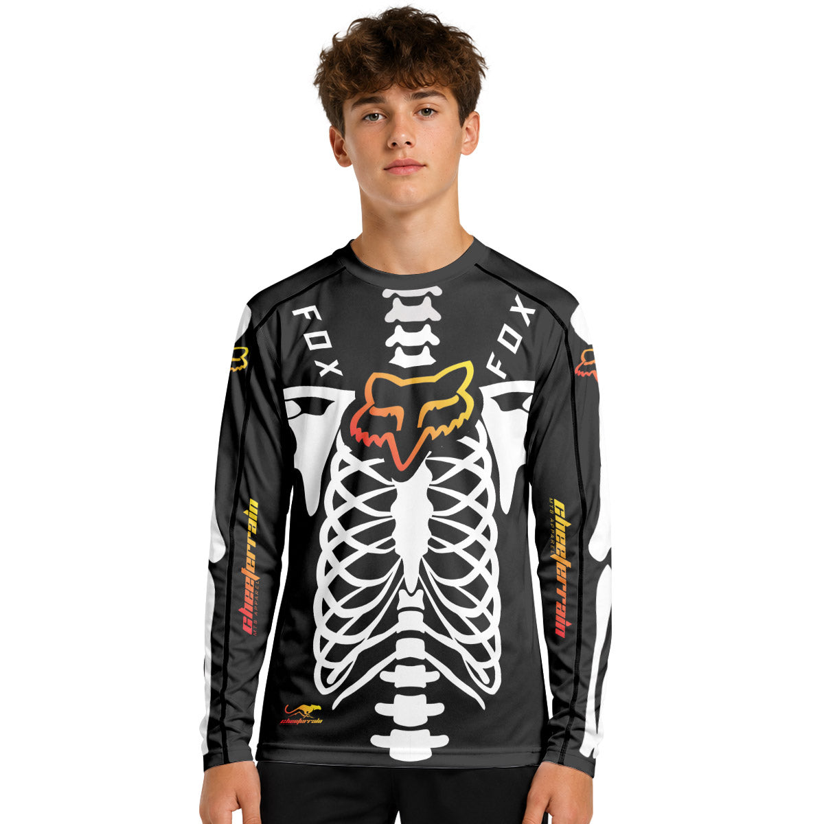 Fox Halloween Evil Clown Youth Long Sleeve Mountain Bike Jersey